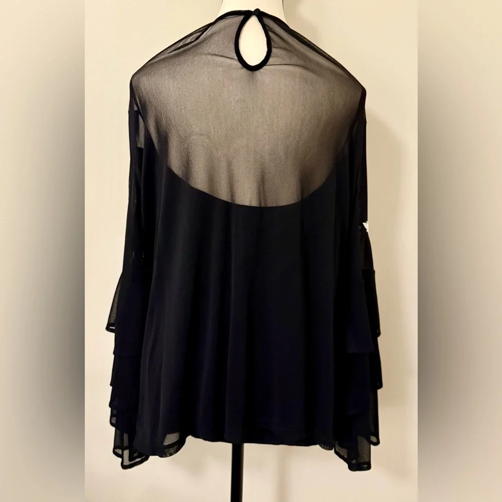 INC International Concepts Black Top. White Floral Design. Sexy, sophisticated - Picture 6 of 10